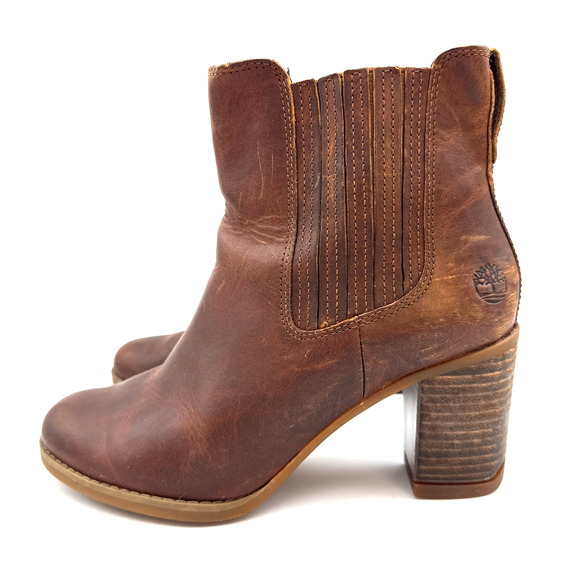 Timberland Shoes - Timberland Womens Chelsea Boots Leather Brown Rustic, Western Cowgirl Sz 6.5